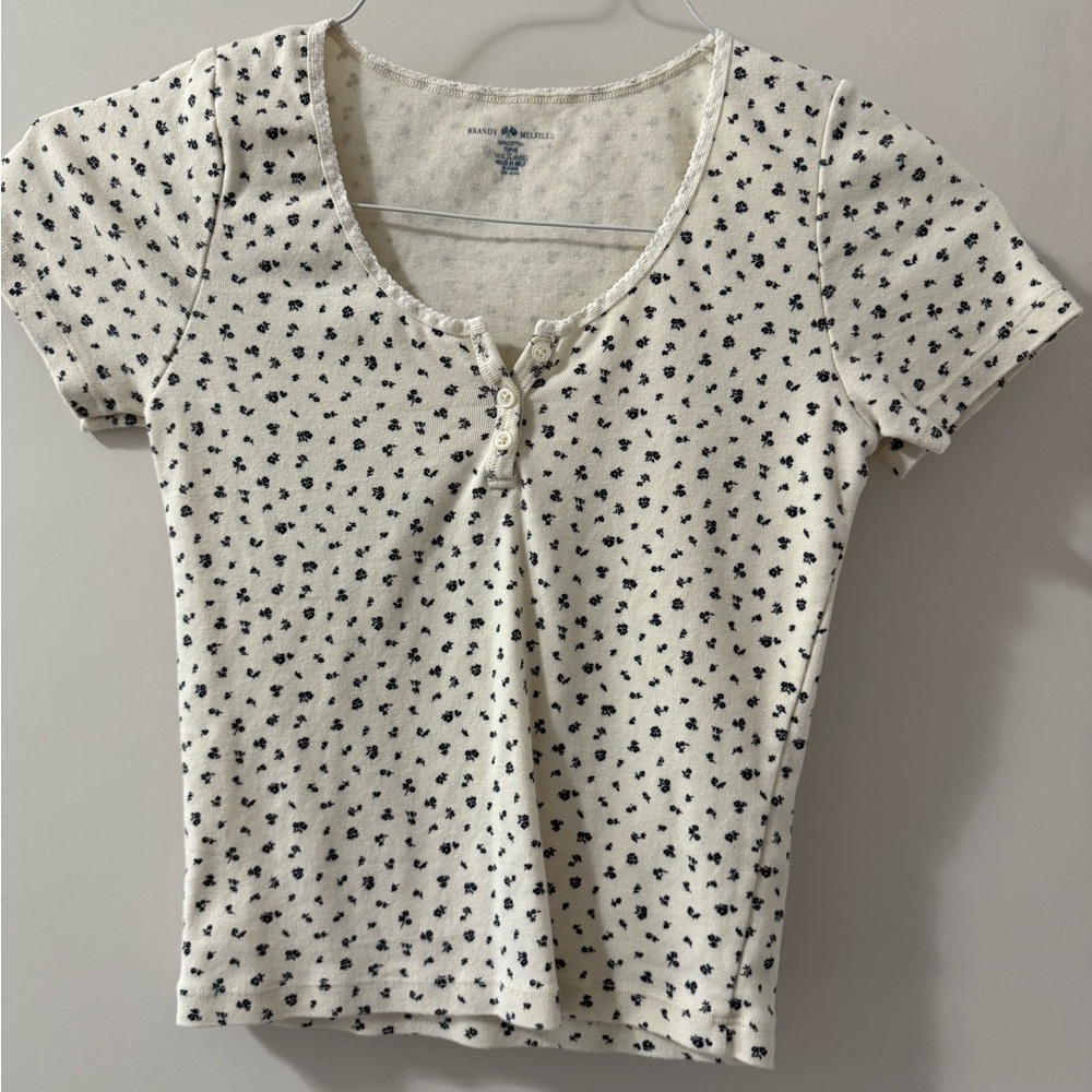 White Floral Button-Up Top